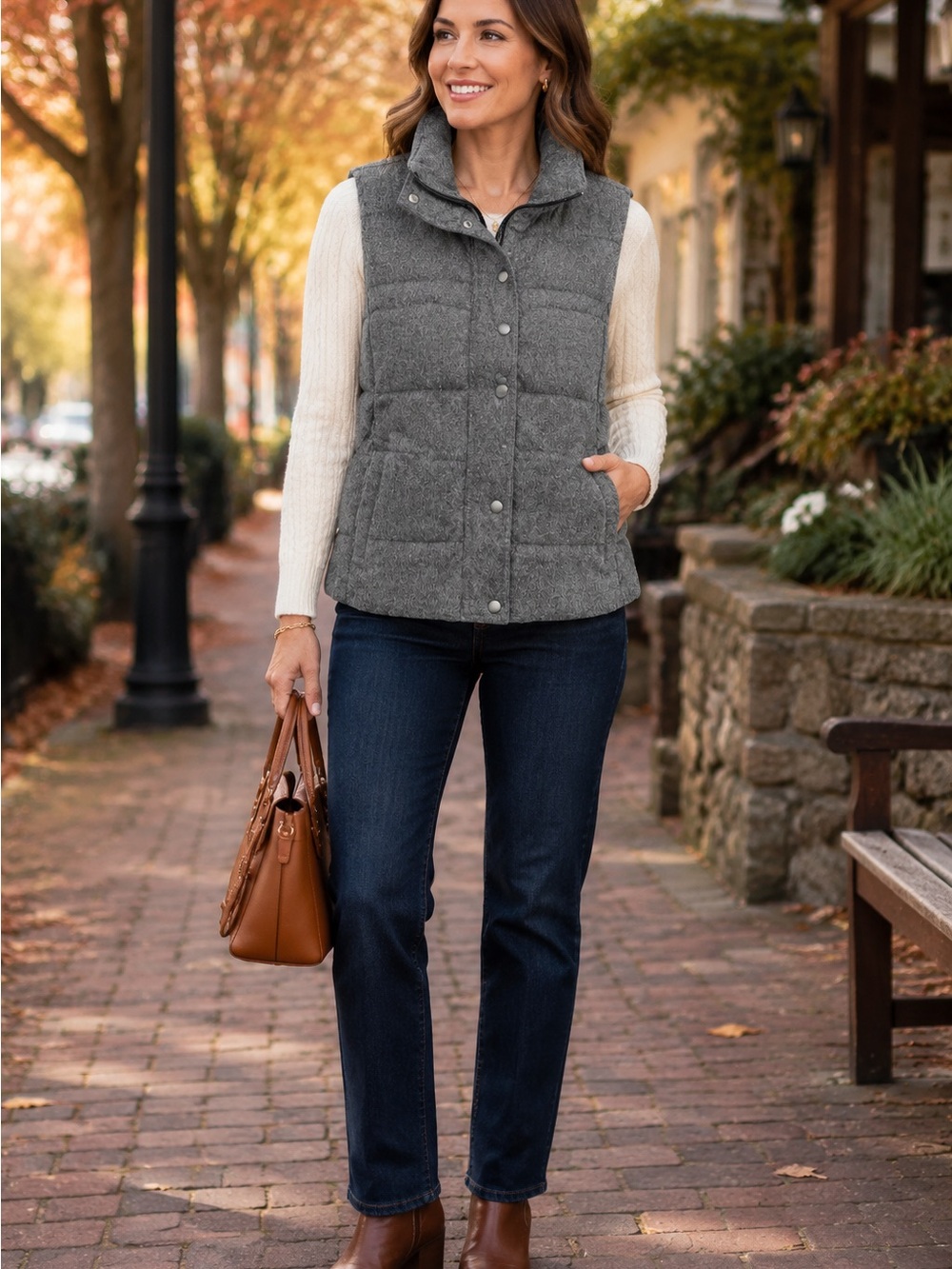 Old Navy Women’s Gray Quilted Puffer Vest Snap Front High Collar Pockets